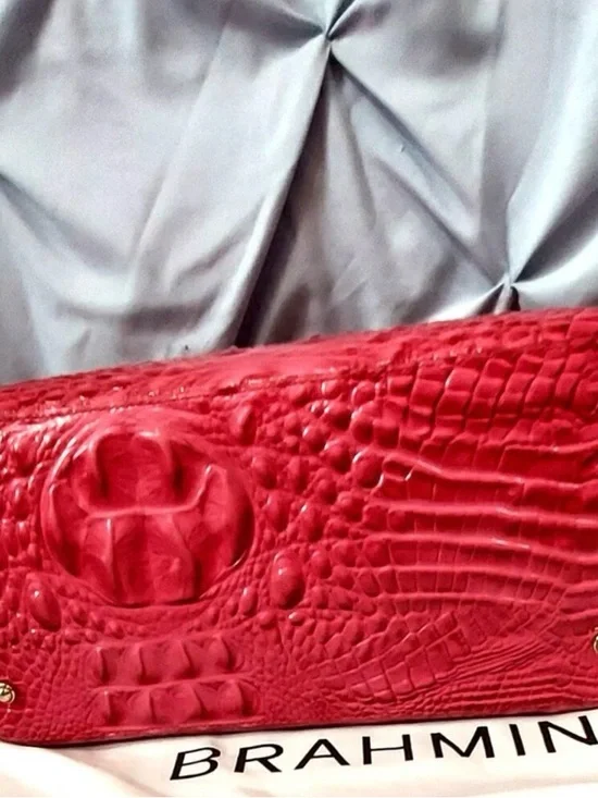 Brahmin Pink Croc-Embossed Leather Tote with Wallet - Picture 3 of 8